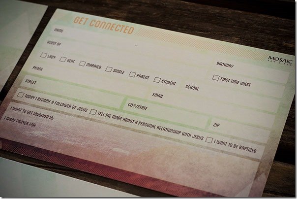 Church Connection Card, Mosaic San Diego
